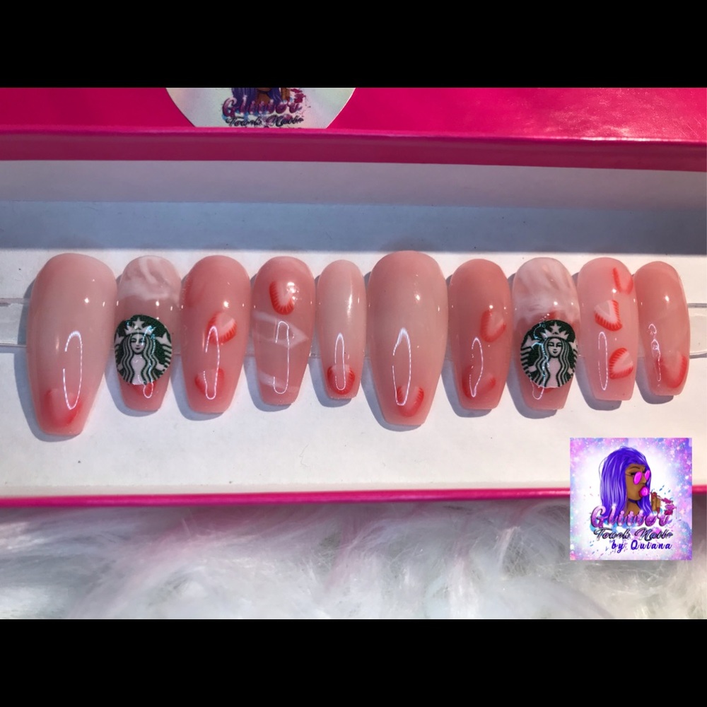 Strawberry Latte Press On Nails
